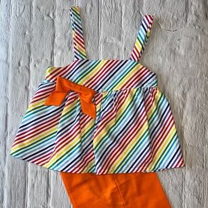 Girls Summer Straps and Stripes Two-Piece Set